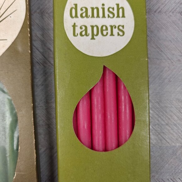 Vintage Danish Floral Tapers Dripless Candles 12 Count Lot of 4 MCM Mid Century - Picture 5 of 5